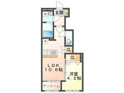 津市久居相川町 II期工事(1LDK/1階)の間取り写真