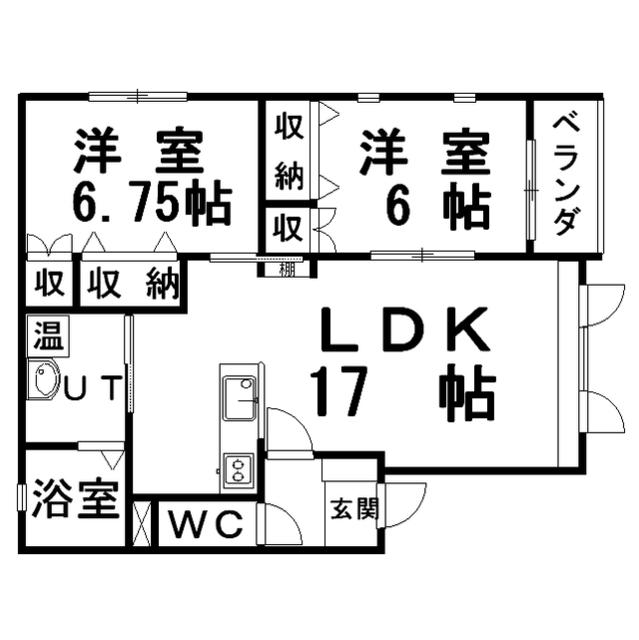 アウンローラA(2LDK/1階)の間取り写真
