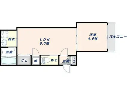 グランディルウッズ(1LDK/1階)の間取り写真