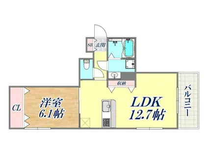 プリメーラ荒田(1LDK/2階)の間取り写真