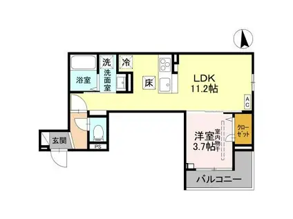 フローリッシュ(1LDK/1階)の間取り写真
