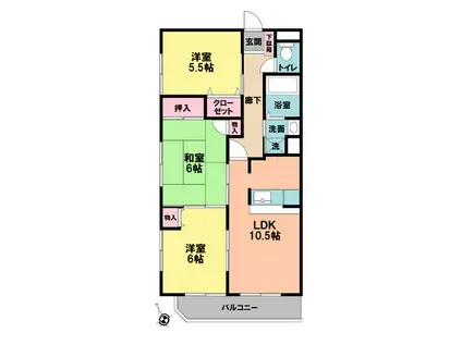 ラ・アベニール都賀(3LDK/2階)の間取り写真