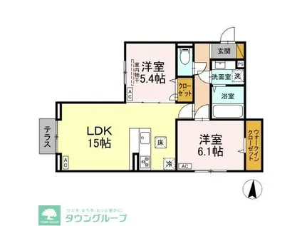D-ROOM神明町(2LDK/1階)の間取り写真