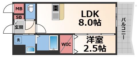 ALIVIS放出(1LDK/6階)の間取り写真