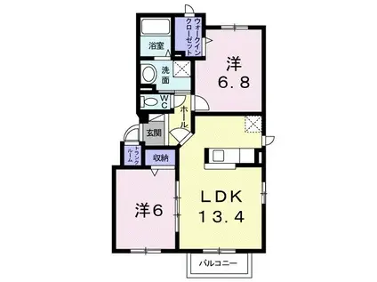 ハッピーツリー(2LDK/3階)の間取り写真