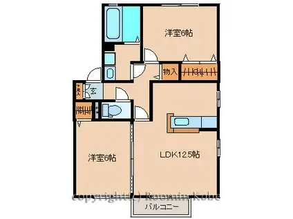 ボナール白水2棟(2LDK/1階)の間取り写真