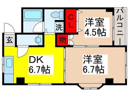 メゾンフルール(2DK/3階)の間取り写真