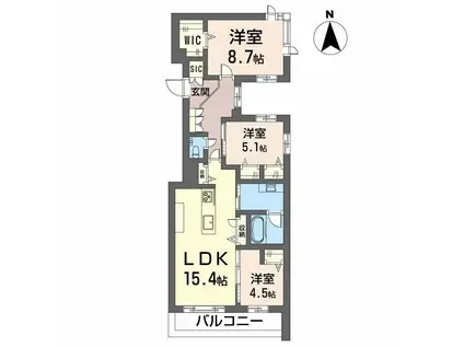 シャーメゾン国府宮駅前(3LDK/3階)の間取り写真