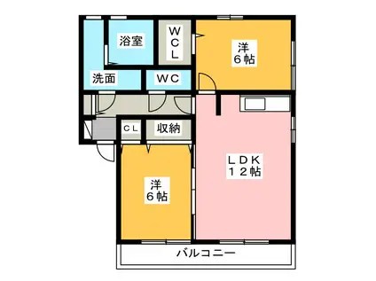フルフルール(2LDK/2階)の間取り写真