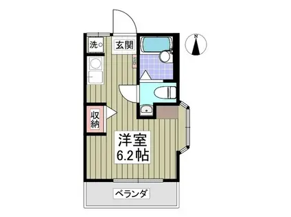 コーポ北欧(ワンルーム/1階)の間取り写真