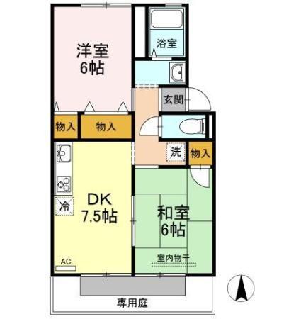 シルバーストン(2DK/1階)の間取り写真