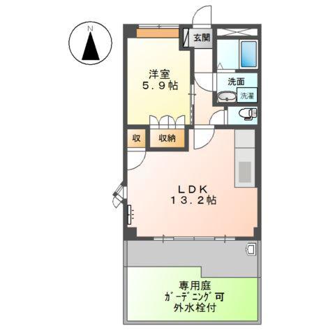 JSガーデン(1LDK/1階)の間取り写真