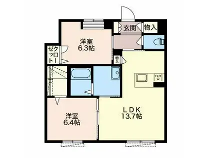 LA MAISON CLAIRE 丸山(2LDK/1階)の間取り写真