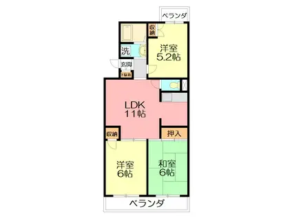 グレイスコート(3LDK/5階)の間取り写真