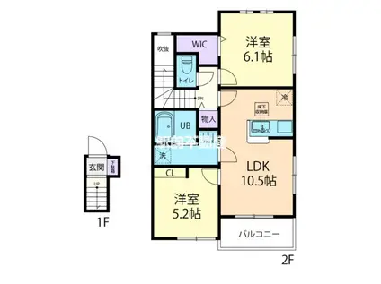 SUMIヴェール(2LDK/2階)の間取り写真
