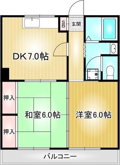 森ハイツ(2DK/3階)の間取り写真