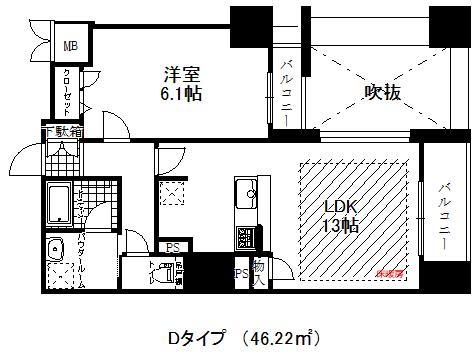 プレサンス神戸グレンツ(1LDK/11階)の間取り写真