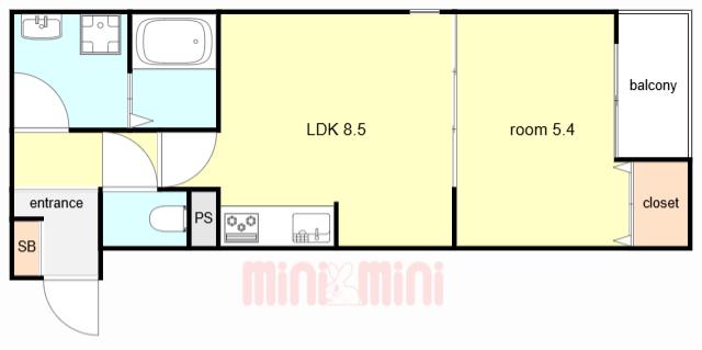 ランドレーヴ尼崎(1LDK/1階)の間取り写真