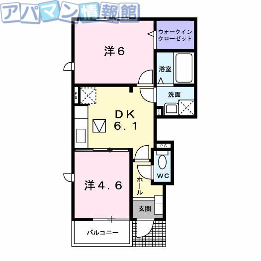 クレメント(2DK/1階)の間取り写真