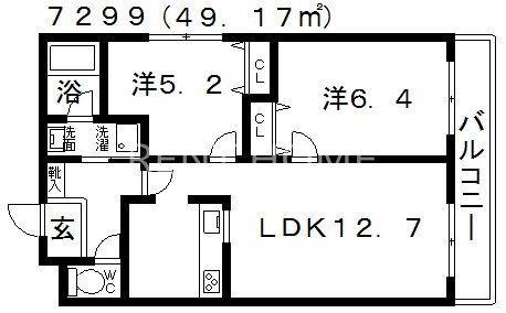 ステラウッド惣社I(2LDK/1階)の間取り写真