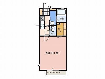 パークハイツB棟(1K/2階)の間取り写真