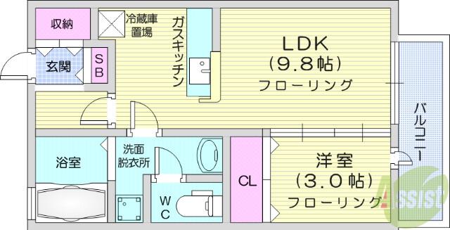 カサヴェルデ壱番館(1LDK/1階)の間取り写真