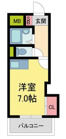 ハイネス門戸(ワンルーム/2階)の間取り写真