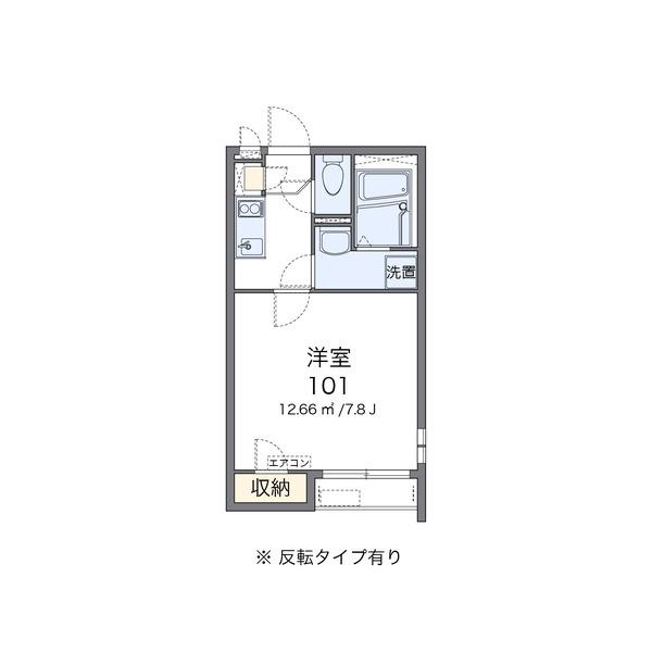 クレイノメイプル西大寺(1K/2階)の間取り写真