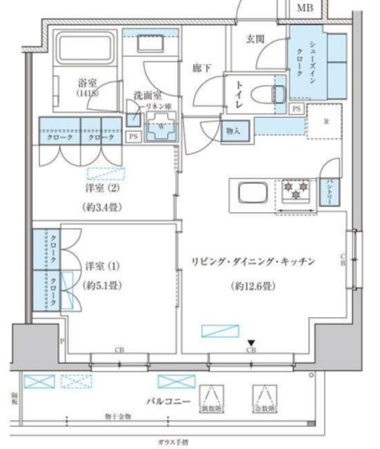 パークアクシス池袋イースト(2LDK/10階)の間取り写真