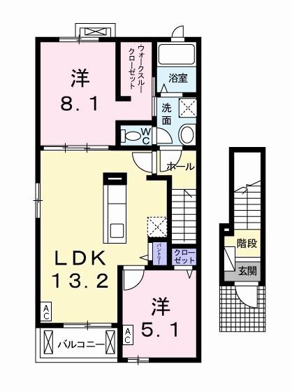 ノーブル グラス I(2LDK/2階)の間取り写真