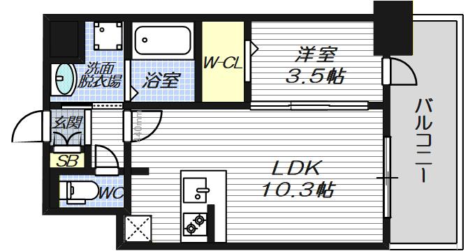 LOUIS RESIDENCE弁天町(1LDK/6階)の間取り写真