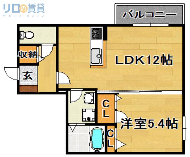 シャーメゾンアサネ(1LDK/1階)の間取り写真