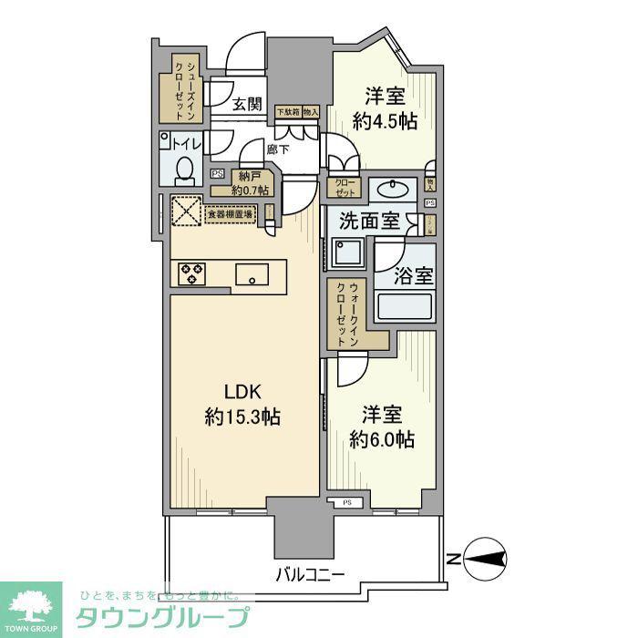 幕張ベイパーク ライズゲートタワー(2LDK/28階)の間取り写真