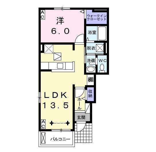シャルム コート A(1LDK/1階)の間取り写真