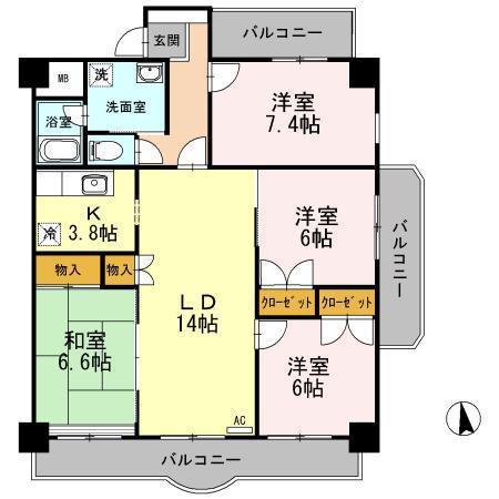 エザンス木之庄II(4LDK/2階)の間取り写真