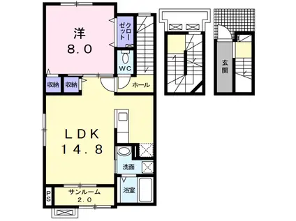 シェーネ(1LDK/3階)の間取り写真