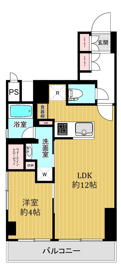 仲町コーポラス(1LDK/5階)の間取り写真