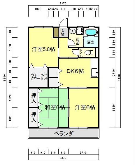コーポ レリーフII(3DK/1階)の間取り写真