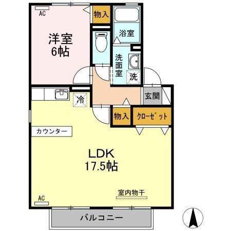 コートハウス岐陽(1LDK/1階)の間取り写真