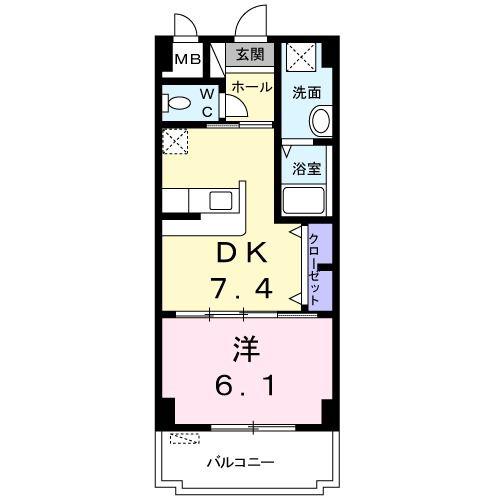 ラ・グラシア(1DK/2階)の間取り写真