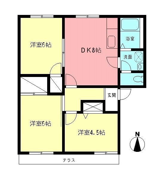 ドミールエビナ壱番館(3DK/1階)の間取り写真