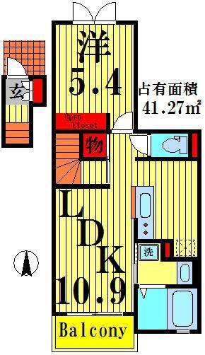エレガンス(1LDK/2階)の間取り写真