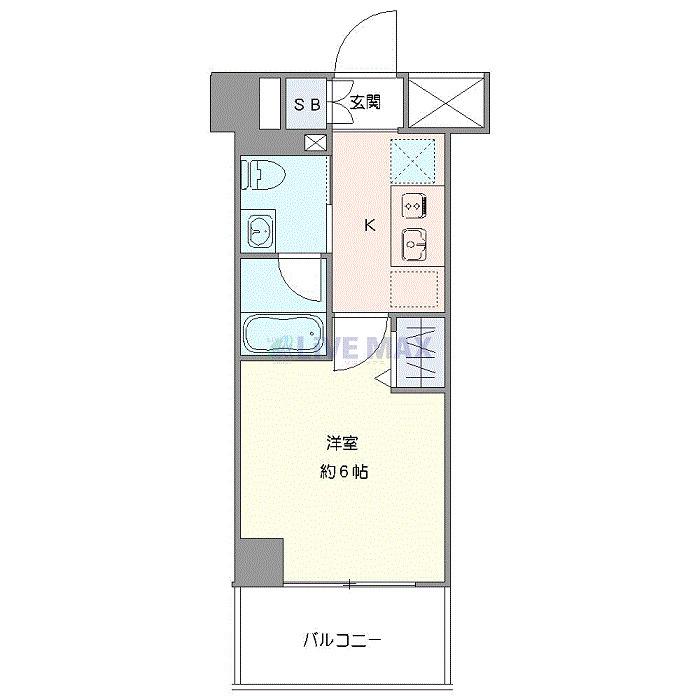LOG横浜伊勢町(1K/4階)の間取り写真