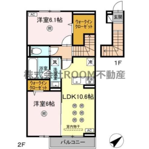 D-RESENA平江(2LDK/2階)の間取り写真