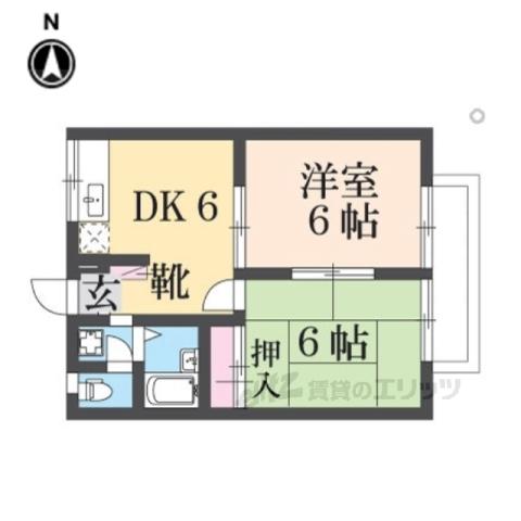 エステートピア築山二番館(2DK/1階)の間取り写真