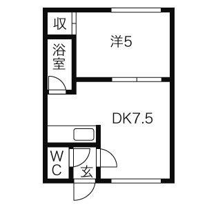 クルーズハウス南郷16(1DK/2階)の間取り写真