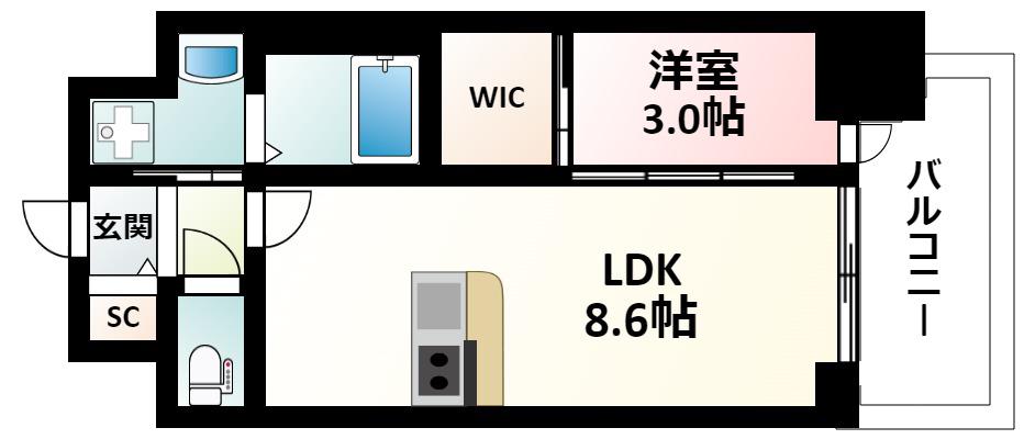 セレニテ江坂グランデ(1LDK/15階)の間取り写真