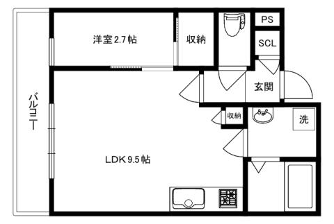 キニスム東五百住(1LDK/2階)の間取り写真