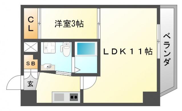 MCOURT関大前(1LDK/6階)の間取り写真