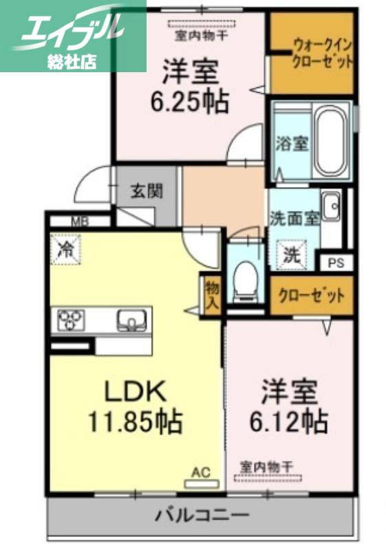 GLORIOUS K(2LDK/2階)の間取り写真
